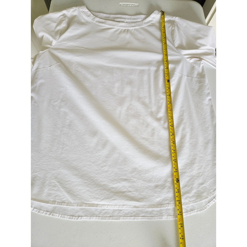 J Jill White Shirt Collection Smocked Ruffle Bell Sleeve Boat Neck Top Large‎ - Picture 7 of 8